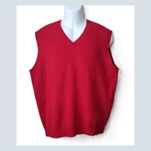 Jos A Bank Red Cashmere Sweater Vest V-Neck Men's Size Large